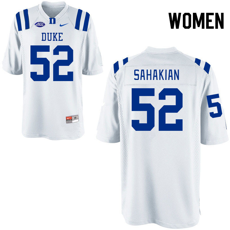 Women #52 Micah Sahakian Duke Blue Devils College Football Jerseys Stitched-White